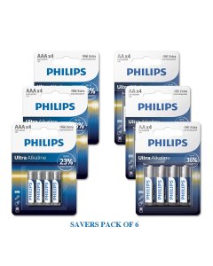 (SAVERS PACK OF 6) Philips LR03E4B/97 x 3 Packs + Philips LR6E4B/97 x 3 Packs