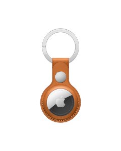 Apple Airtag Leather Key Ring - Golden Brown