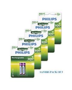 (SAVERS PACK OF 5) Philips Rechargeable Battery AA x 2pcs (R03B2A80/97)