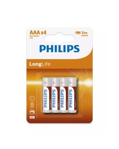 Philips LongLife Zinc Battery AAA x 4pcs (R03L4B/97)