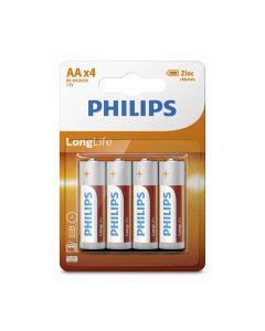 Philips LongLife Zinc Battery AA x 4pcs (R6L4B/97)