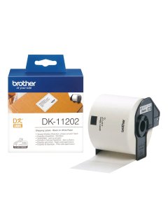 Genuine Brother DK-11202 Label Roll – Black on White, 62mm x 100mm for QL models