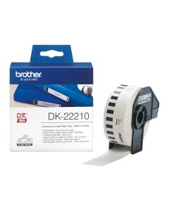 Genuine Brother DK-22210 Continuous Paper Label Roll – Black on White, 29mm wide