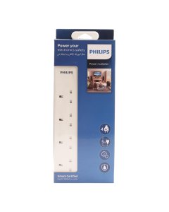 Philips 4-Way Outlet Extension Socket With BS Plug And 5Mtr Power Cord - White(SPN2546WC/56)