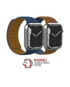 BAYKRON Apple Watch Band 42/44/45mm Premium Silicone Magnetic Soft Touch(BKR-ST-45-BL.BRN) - Blue/Brown