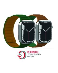 BAYKRON Apple Watch Band 38/40/41mm Premium Silicone Magnetic Soft Touch(BKR-ST-41-GRN.BRN) - Green/Brown