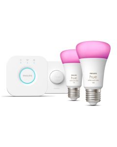 Philips Hue White And Colour Ambiance Kit[E27 Edison Screw]2 Bulbs+Smart Button (929002468806)