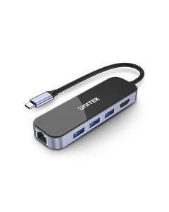 UNITEK uHUB H6 Gloss 6-in-1 USB-C Ethernet Hub With HDMI and 100W Power Delivery (D1084A)