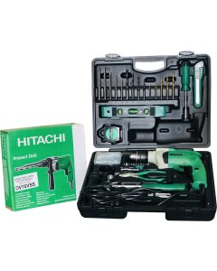 Hitachi DV16VSS 16mm HD Drill 600 Watt + 402848SP Handtools and Bit Set