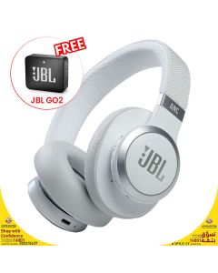 JBL Live 660NC Wireless Over-Ear Noise Cancelling Headphones White + JBL GO 2 Portable Speaker Black