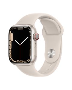 Apple Watch Series 7 GPS + Cellular, 41mm Starlight Aluminium Case with Starlight Sport Band - Regular(MKHR3AE/A)