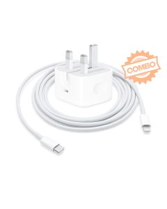 (COMBO DEAL) Apple USB-C 20W Power Adapter (MHJF3B/A) + USB-C to Lightning Cable 2M (MQGH2)