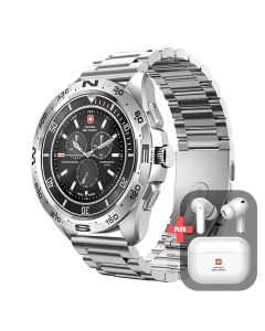  Swiss Military Dom Smart Watch Silver +  Swiss Military Victor Earphones Bundle