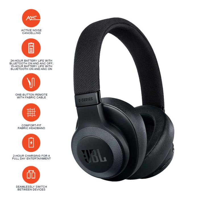 palm lever Psychologisch JBL Lifestyle E65BTNC Over-Ear Bluetooth Noise-canceling Headphones - Black